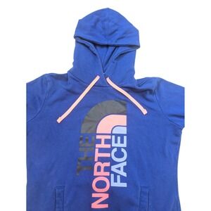 The North Face Womens Hoodie‎ Sweatshirt Medium M Blue Logo Graphic Pullover